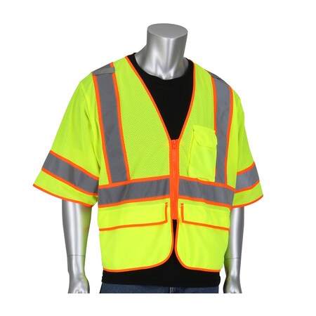Pip ANSI Type R Class 3 Self Extinguishing Two-Tone Mesh Surveyors Vest 305-SVZSE-LY/XL